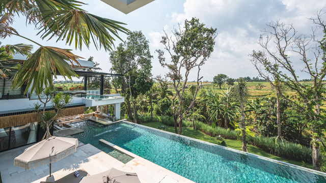 Elite Havens - Villa Nica Bali Indonesia - Magnificent view of the fields from the guest bedroom